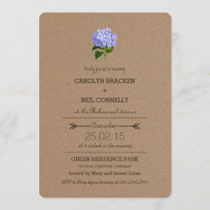 Rustic Kraft Paper Hydrangea Rehearsal Dinner Invitation