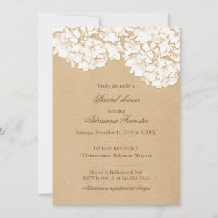 Rustic Kraft Paper Hydrangeas Bridal Shower Invitation