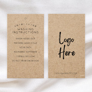 Rustic Kraft Paper Logo Washing Instructions Tag