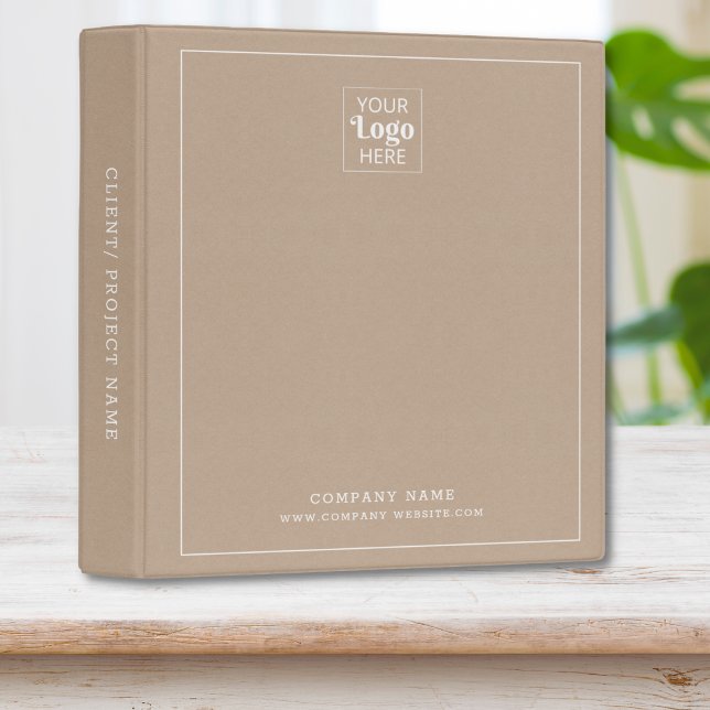 Rustic Kraft Paper Look Business Logo Company   3 Ring Binder (Creator Uploaded)
