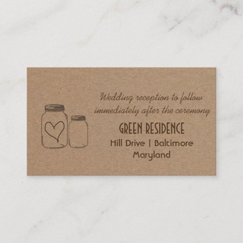 Rustic Kraft Paper Mason Jar Heart Wedding Insert Double-Sided Standard Business Cards (Pack Of 100)