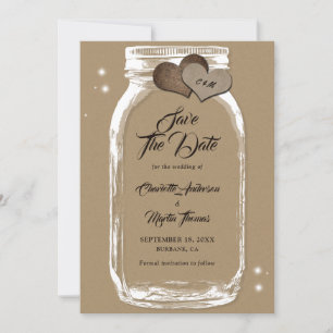 Rustic Kraft Paper Mason Jar Wedding Save The Date