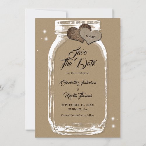 Rustic Kraft Paper Mason Jar Wedding Save The Date