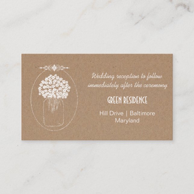 Rustic Kraft Paper MasonJar Flowers Wedding Insert (Front)