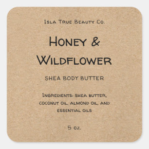 Rustic Kraft Paper Natural Style Beauty Product Square Sticker