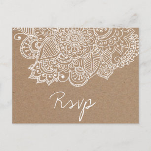 Rustic Kraft Paper Paisley Wedding SVP Invitation Postcard