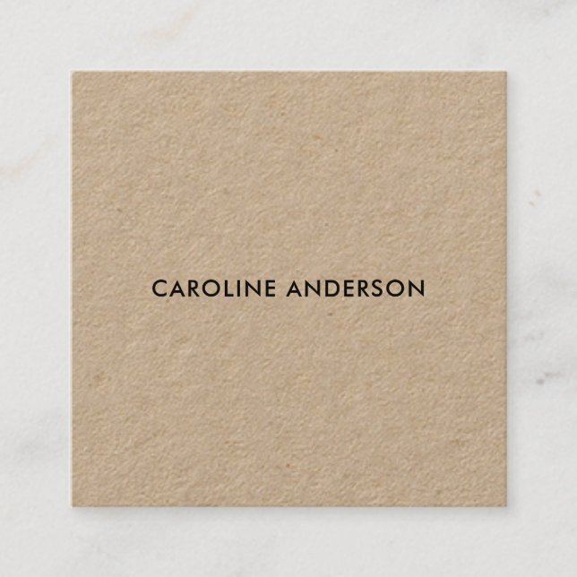 Rustic kraft paper professional square business card (Front)