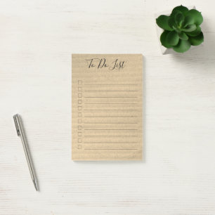 Rustic Kraft Paper Script To Do List Post-it Notes