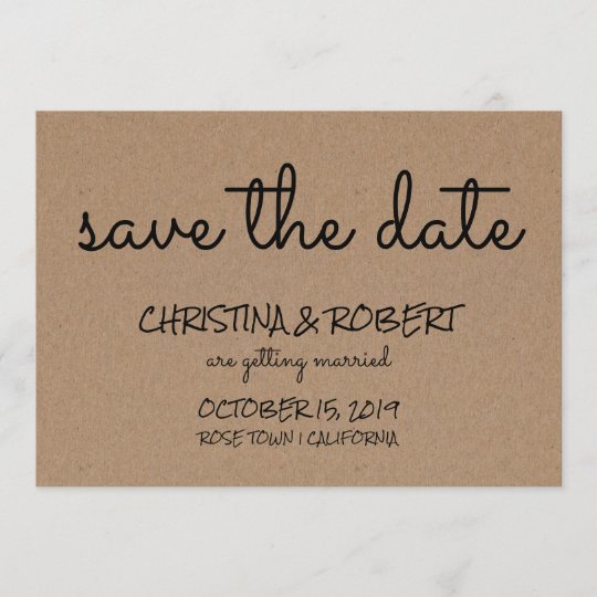 Rustic Kraft Paper Simple Save The Date Typography