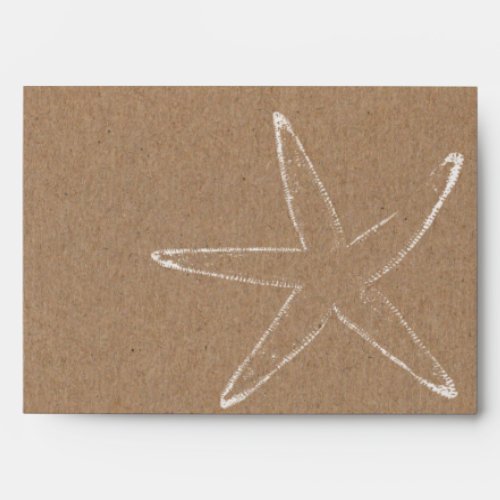 Rustic Kraft Paper Starfish Wedding Envelope