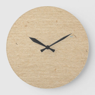 Rustic Kraft Paper: Textured Background. Large Clock