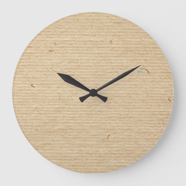 Rustic Kraft Paper: Textured Background. Large Clock (Front)