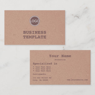 Rustic Kraft Paper Vintage Brown Simple with Logo Business Card