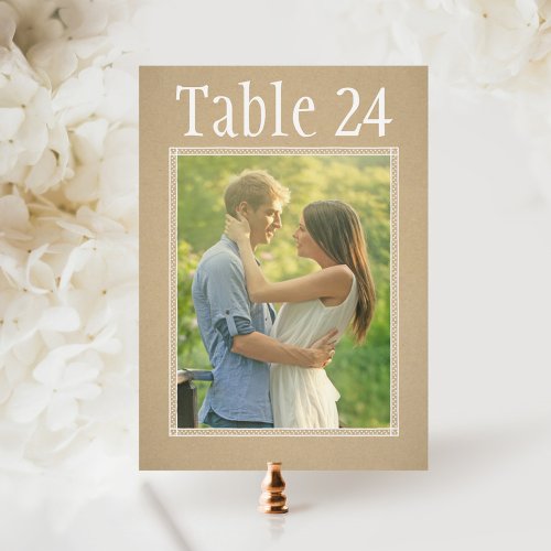 Portrait Photo Table Number Cards | Kraft Paper Custom Invite