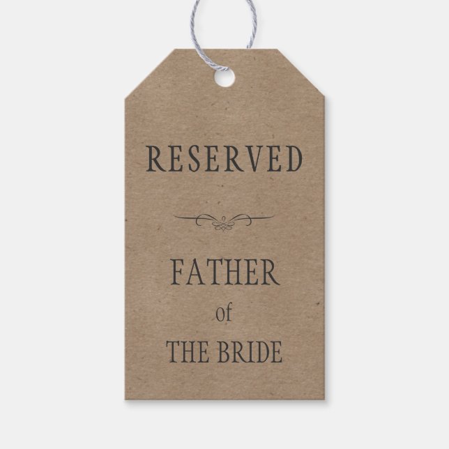 Rustic Kraft Paper Wedding Reserved Seat Tag (Front)