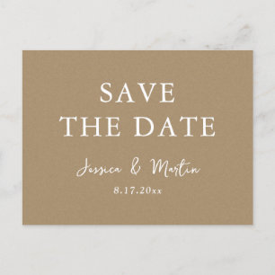 Rustic Kraft Paper Wedding Save The Date Announcement Postcard