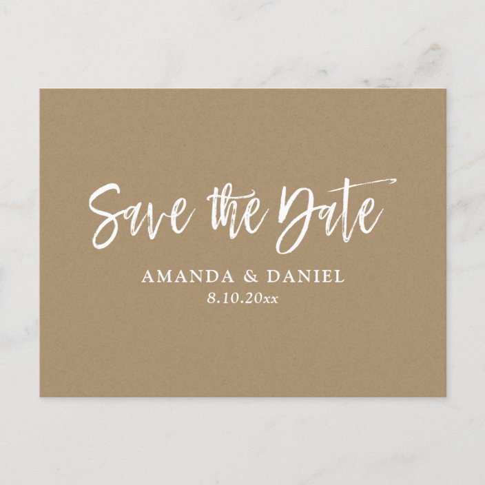Rustic Kraft Paper Wedding Save The Date Postcard