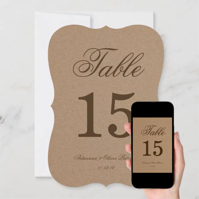 Rustic Kraft Paper Wedding Table Number Zazzle