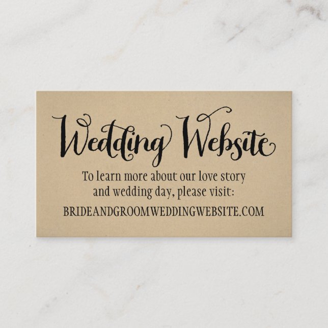 Rustic Kraft Paper Wedding Website Enclosure Card (Front)