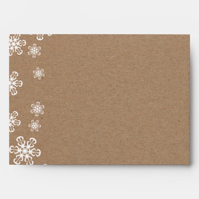 Rustic Kraft Paper White Snowflakes Christmas Envelope (Front)