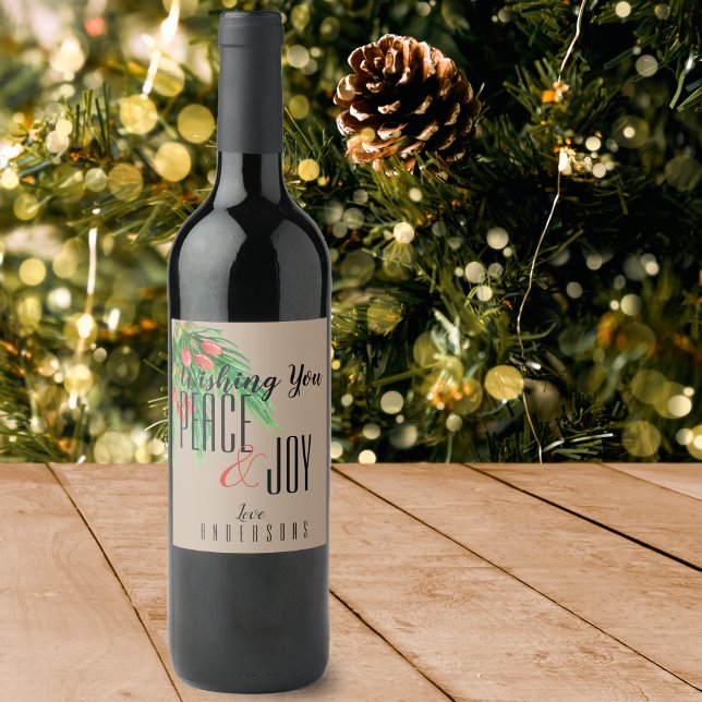 Rustic Kraft Peace And Joy Mistletoe Christmas Wine Label (Rustic Kraft Peace And Joy Mistletoe Christmas Wine Label)