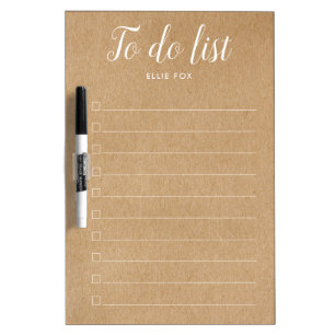 Rustic Kraft Personalized Checkbox To-Do List Dry Erase Board