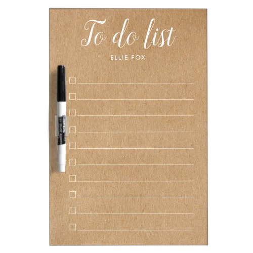 Rustic Kraft Personalized Checkbox To_Do List Dry Erase Board