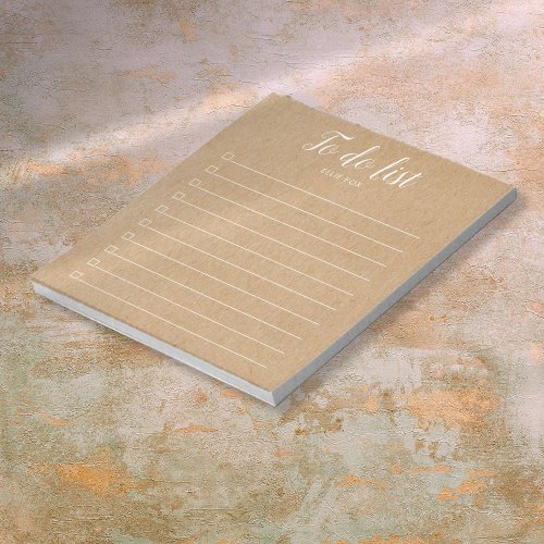 Rustic Kraft Personalized Checkbox To_Do List Notepad