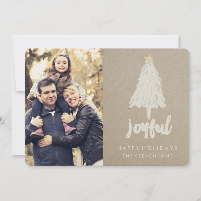 Rustic Kraft Pine Tree | Holiday Card (Front)