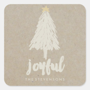 Rustic Kraft Pine Tree   Holiday Stickers