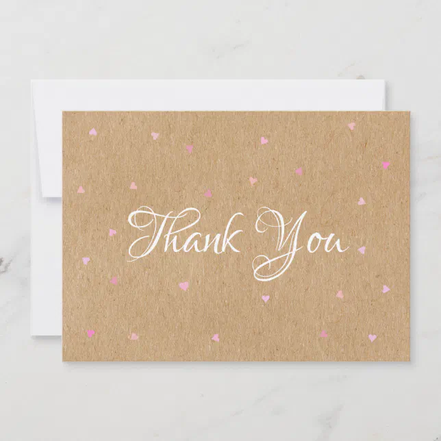 Rustic Kraft Pink Hearts Thank You Zazzle 4982