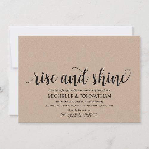 Rustic Kraft Post Wedding Brunch Invitation Card