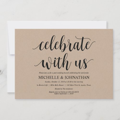 Rustic Kraft Post Wedding Brunch Invitation Card