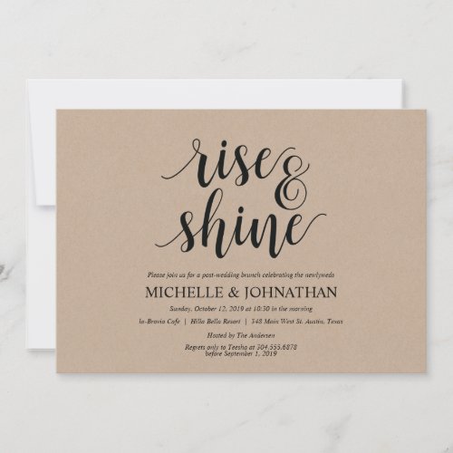 Rustic Kraft Post Wedding Brunch Invitation Card