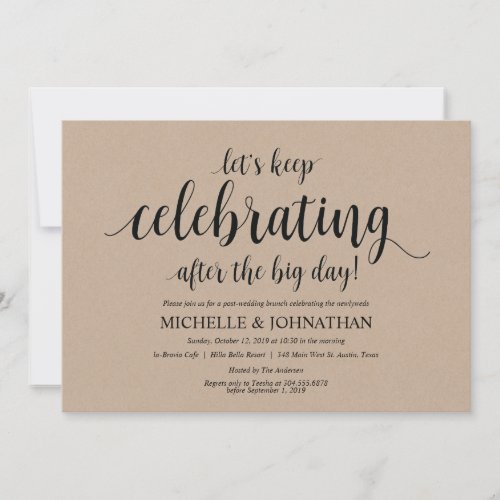 Rustic Kraft Post Wedding Brunch Invitation Card