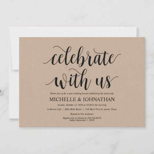 Rustic Kraft Post Wedding Brunch Invitation Card