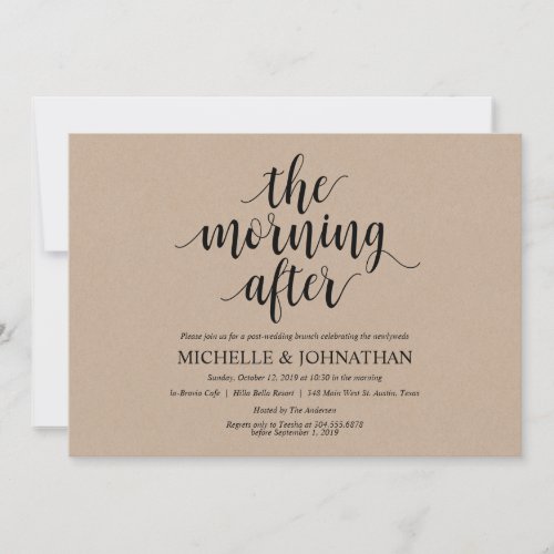 Rustic Kraft Post Wedding Brunch Invitation Card