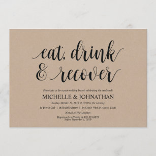 Rustic Kraft Post Wedding Brunch Invitation Card