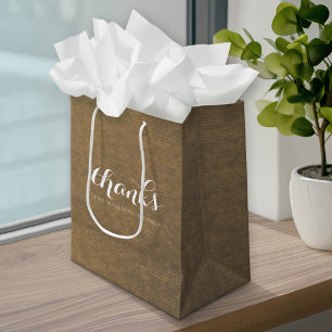 Rustic Kraft Print - Thanks Thanksgiving Family Medium Gift Bag