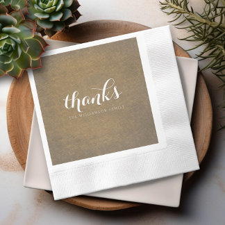 Rustic Kraft Print - Thanks Thanksgiving Family Napkins