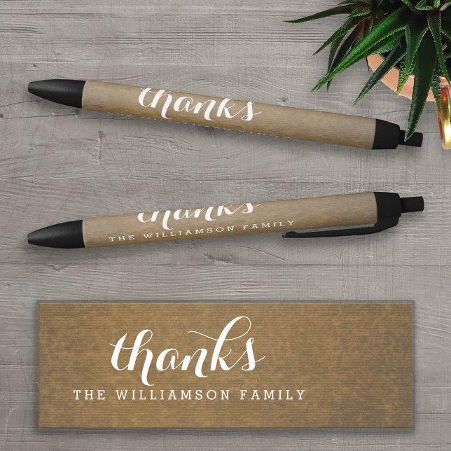 Rustic Kraft Print - Thanks Thanksgiving Family Pen (Custom Pen)
