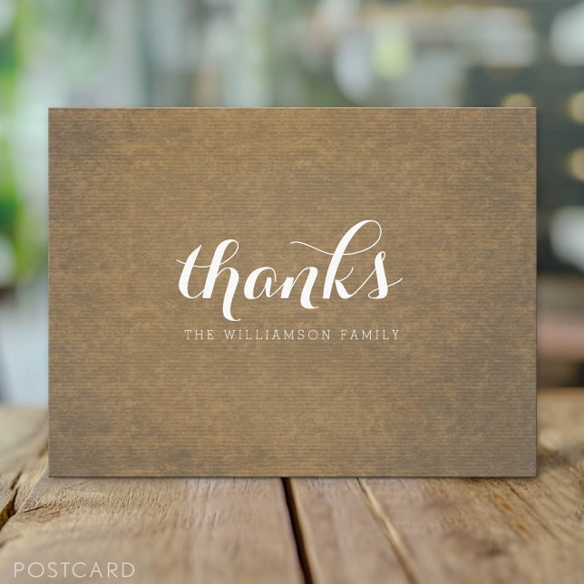 Rustic Kraft Print - Thanks Thanksgiving Family Postcard (Custom Postcard)