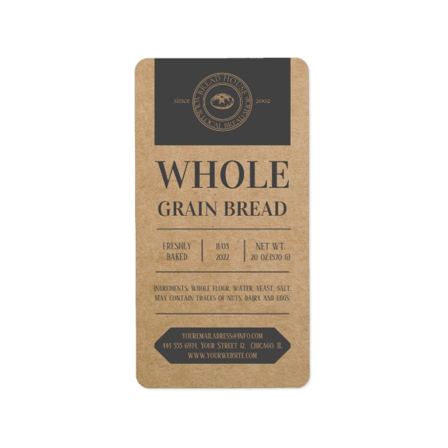 Rustic Kraft Product Labels, Stickers (Front)