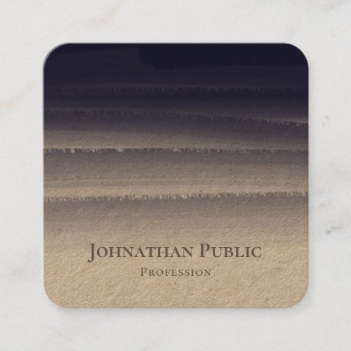 Rustic Kraft Professional Black Brush Abstract Square Business Card