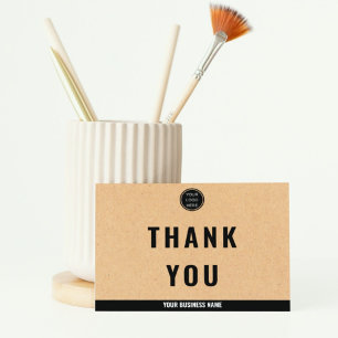 Rustic Kraft Professional Business Logo Typography Letterpress Thank You Card