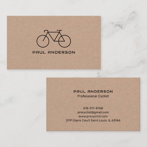 Rustic Kraft Professional Cyclist Personalized Business Card