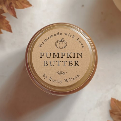 Rustic Kraft Pumpkin Homemade with Love Food Gift Classic Round Sticker