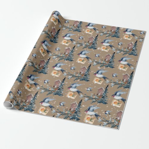 Rustic Kraft Purple Martins Holiday Gift_Giving Wrapping Paper