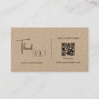 Rustic Kraft QR Code Thank You Card Discount Code
