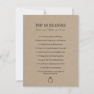 Rustic Kraft Reasons To Be My Matron of Honor Card